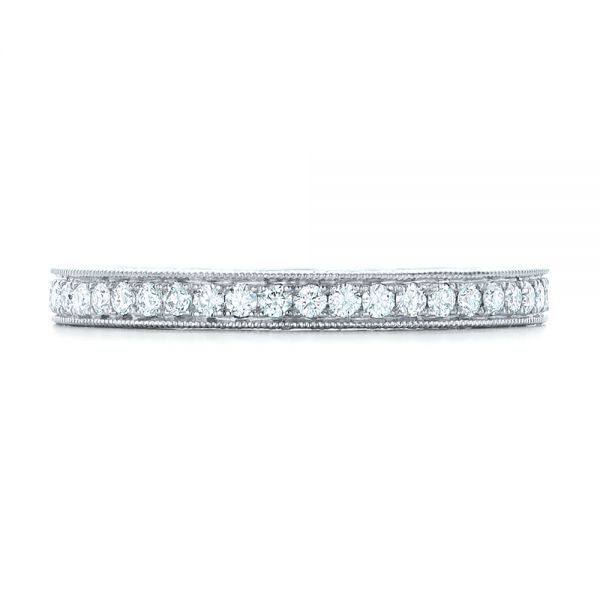 14k White Gold 14k White Gold Custom Diamond And Hand Engraved Eternity Wedding Band - Top View -  102364