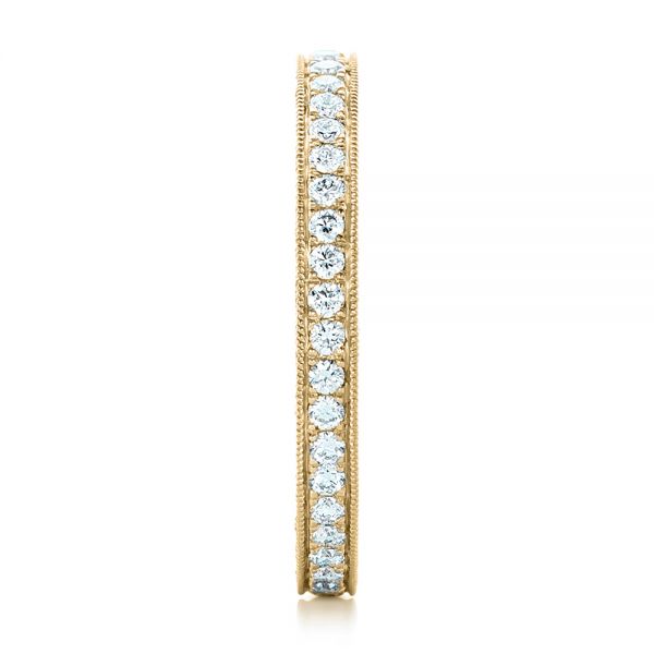 14k Yellow Gold 14k Yellow Gold Custom Diamond And Hand Engraved Eternity Wedding Band - Side View - 102364