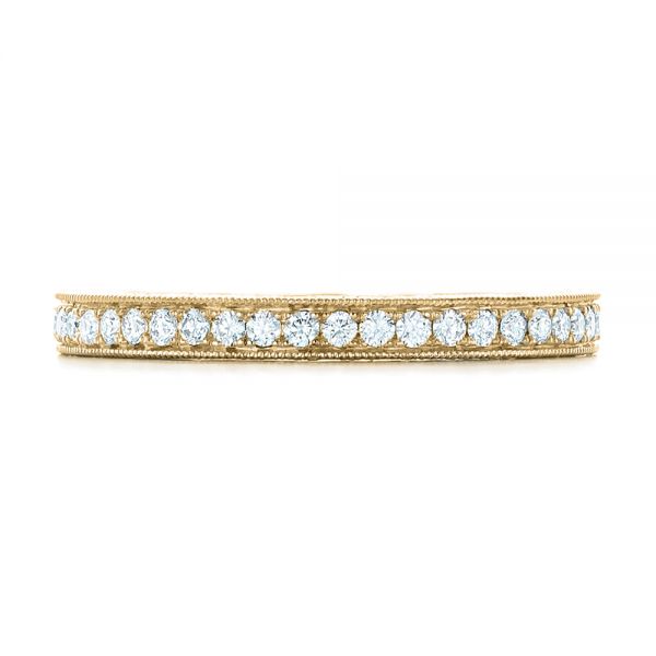 14k Yellow Gold 14k Yellow Gold Custom Diamond And Hand Engraved Eternity Wedding Band - Top View - 102364