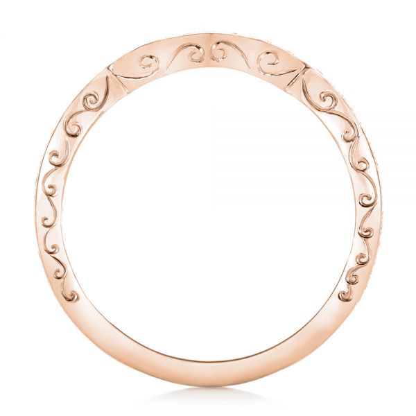 14k Rose Gold 14k Rose Gold Custom Diamond And Hand Engraved Wedding Band - Front View -  102461