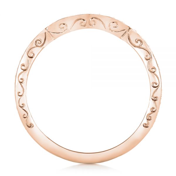 18k Rose Gold 18k Rose Gold Custom Diamond And Hand Engraved Wedding Band - Front View - 102461