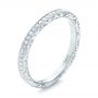 14k White Gold Custom Diamond And Hand Engraved Wedding Band - Three-Quarter View -  101617 - Thumbnail
