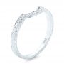 14k White Gold Custom Diamond And Hand Engraved Wedding Band - Three-Quarter View -  102441 - Thumbnail