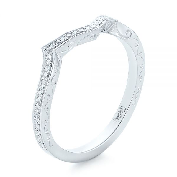  Platinum Custom Diamond And Hand Engraved Wedding Band - Three-Quarter View -  102461