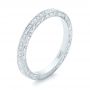 18k White Gold 18k White Gold Custom Diamond And Hand Engraved Wedding Band - Three-Quarter View -  102848 - Thumbnail