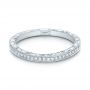 14k White Gold Custom Diamond And Hand Engraved Wedding Band - Flat View -  101617 - Thumbnail