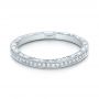 14k White Gold Custom Diamond And Hand Engraved Wedding Band - Flat View -  101617 - Thumbnail