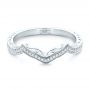 18k White Gold 18k White Gold Custom Diamond And Hand Engraved Wedding Band - Flat View -  102461 - Thumbnail