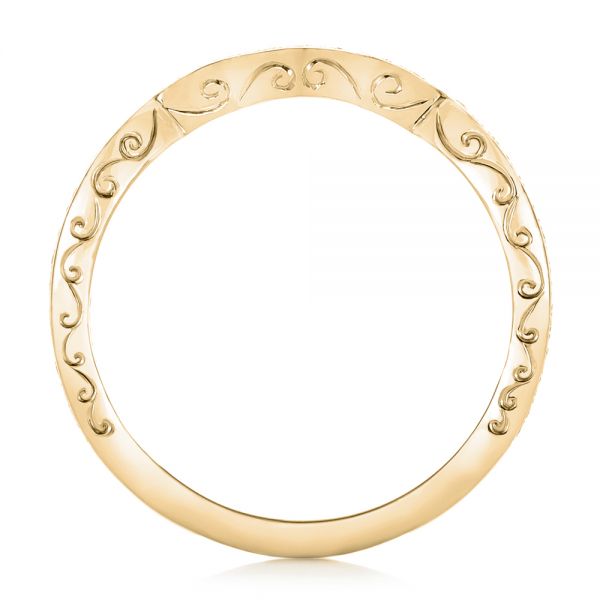 14k Yellow Gold 14k Yellow Gold Custom Diamond And Hand Engraved Wedding Band - Front View - 102461