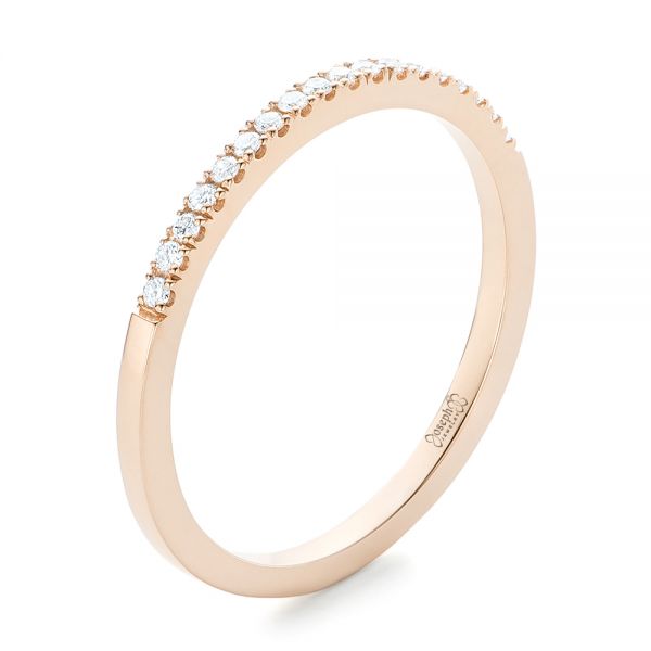 14k Rose Gold Custom Diamond Wedding Band - Three-Quarter View -  102295