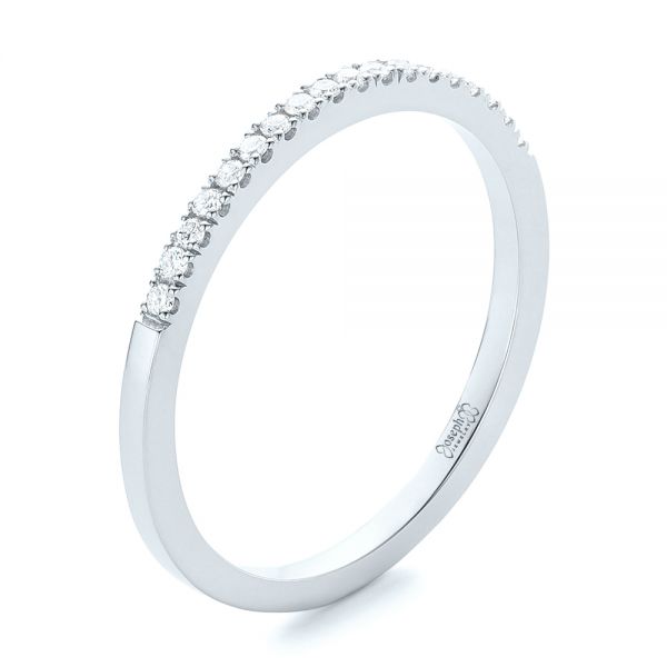 14k White Gold 14k White Gold Custom Diamond Wedding Band - Three-Quarter View - 102295