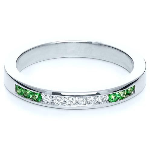  Platinum Custom Diamond And Tsavorite Anniversary Band - Flat View -  1105