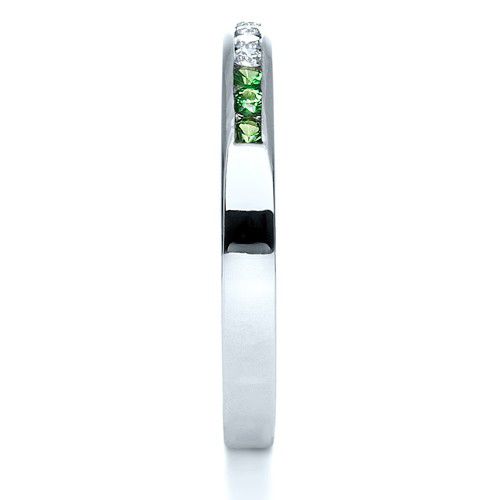 Platinum Custom Diamond And Tsavorite Anniversary Band - Side View - 1105