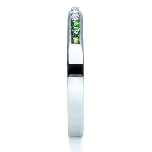  Platinum Custom Diamond And Tsavorite Anniversary Band - Side View -  1105