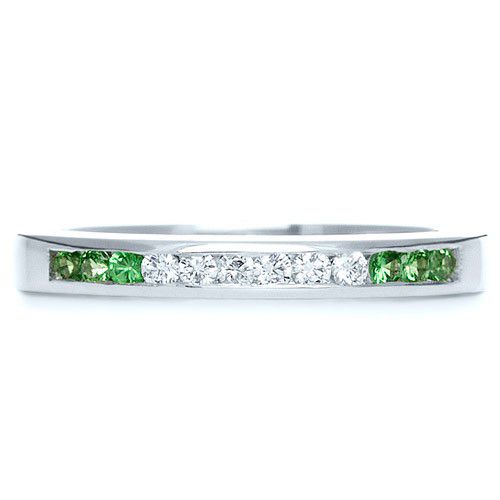 Platinum Custom Diamond And Tsavorite Anniversary Band - Top View - 1105