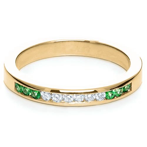 18k Yellow Gold 18k Yellow Gold Custom Diamond And Tsavorite Anniversary Band - Flat View - 1105