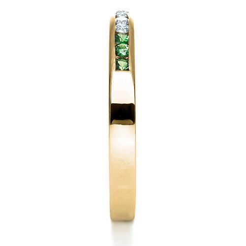 18k Yellow Gold 18k Yellow Gold Custom Diamond And Tsavorite Anniversary Band - Side View - 1105