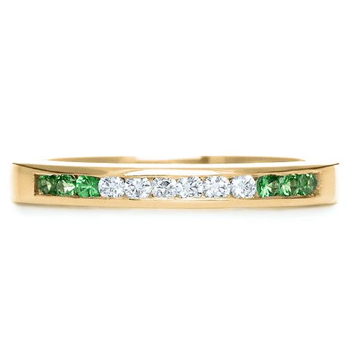 18k Yellow Gold 18k Yellow Gold Custom Diamond And Tsavorite Anniversary Band - Top View - 1105