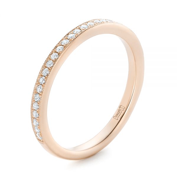 18k Rose Gold 18k Rose Gold Custom Diamond Wedding Band - Three-Quarter View -  102237