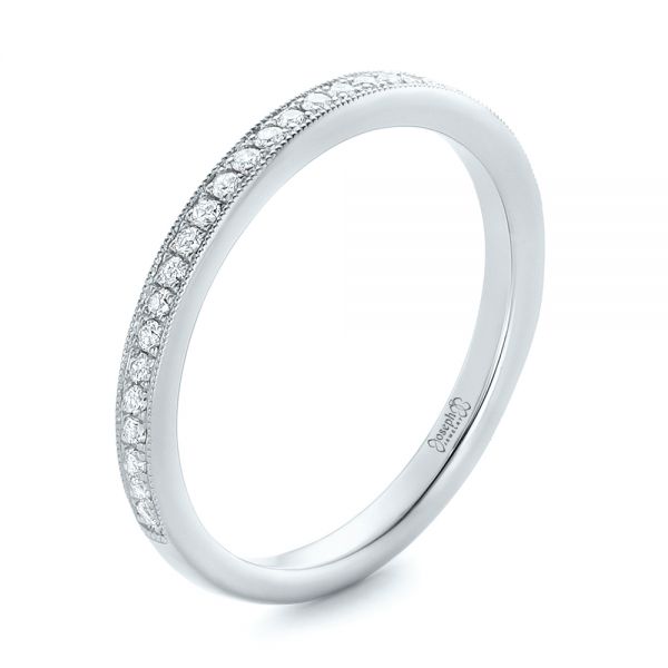 18k White Gold 18k White Gold Custom Diamond Wedding Band - Three-Quarter View -  102237