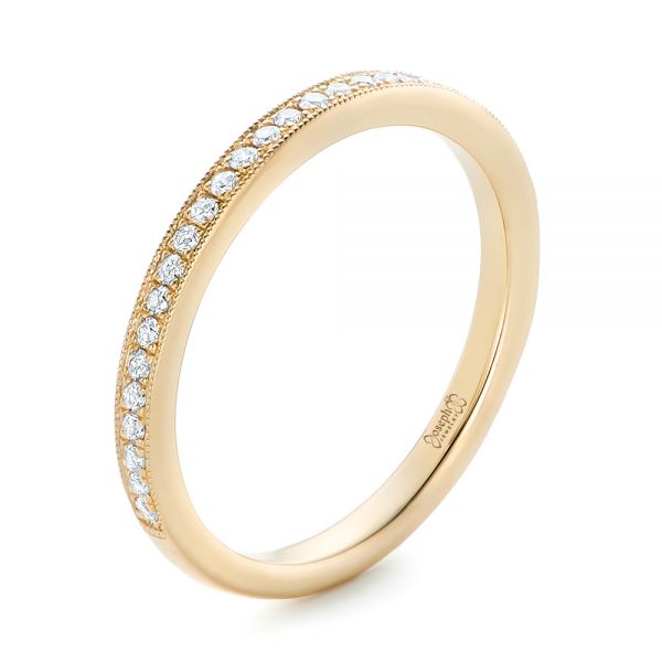 14k Yellow Gold Custom Diamond Wedding Band - Three-Quarter View -  102237