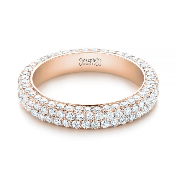 14k Rose Gold 14k Rose Gold Custom Edge-less Pave Diamond Eternity Wedding Band - Flat View -  103475