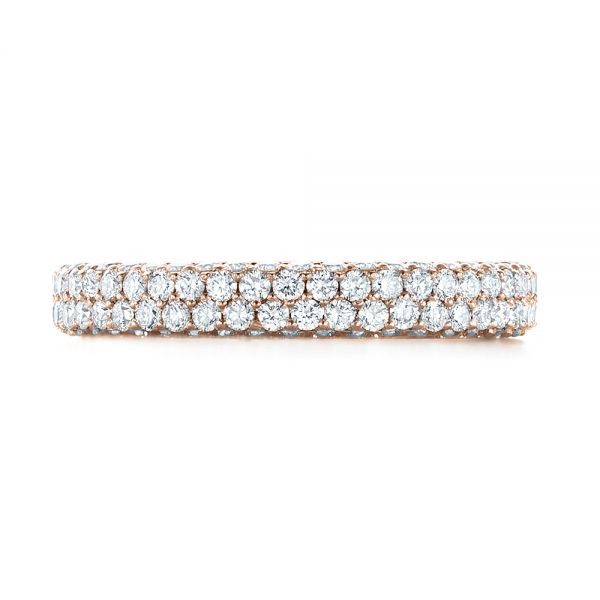 14k Rose Gold 14k Rose Gold Custom Edge-less Pave Diamond Eternity Wedding Band - Top View - 103475