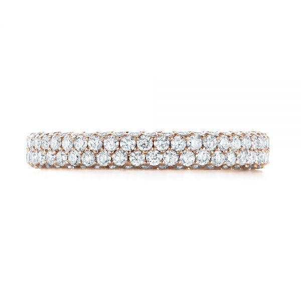 18k Rose Gold 18k Rose Gold Custom Edge-less Pave Diamond Eternity Wedding Band - Top View -  103475