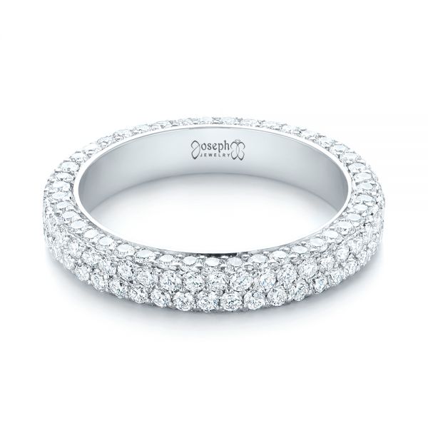  Platinum Custom Edge-less Pave Diamond Eternity Wedding Band - Flat View -  103475