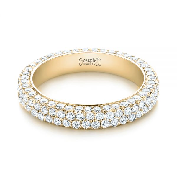 18k Yellow Gold 18k Yellow Gold Custom Edge-less Pave Diamond Eternity Wedding Band - Flat View -  103475