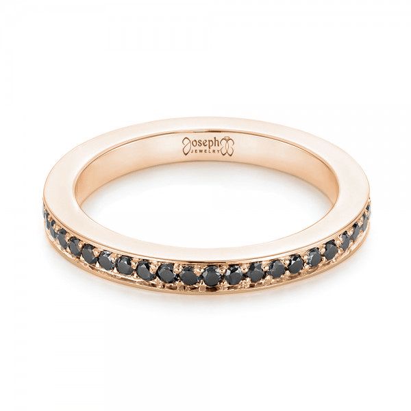 14k Rose Gold 14k Rose Gold Custom Eternity Black Diamond Wedding Band - Flat View - 103034