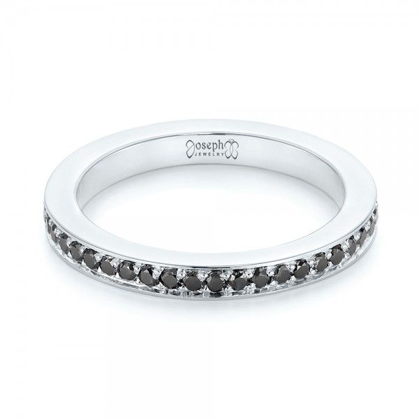 14k White Gold Custom Eternity Black Diamond Wedding Band - Flat View - 103034