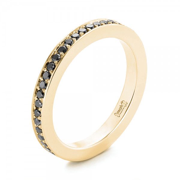 18k Yellow Gold 18k Yellow Gold Custom Eternity Black Diamond Wedding Band - Three-Quarter View -  103034