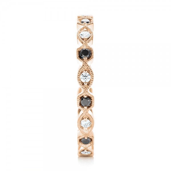 18k Rose Gold 18k Rose Gold Custom Eternity Black And White Diamond Wedding Band - Side View - 102950