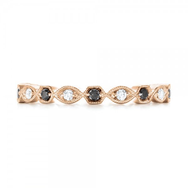 18k Rose Gold 18k Rose Gold Custom Eternity Black And White Diamond Wedding Band - Top View - 102950