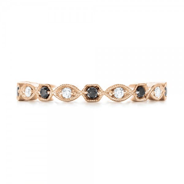 14k Rose Gold 14k Rose Gold Custom Eternity Black And White Diamond Wedding Band - Top View -  102950