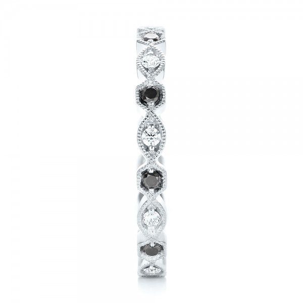 Platinum Custom Eternity Black And White Diamond Wedding Band - Side View - 102950
