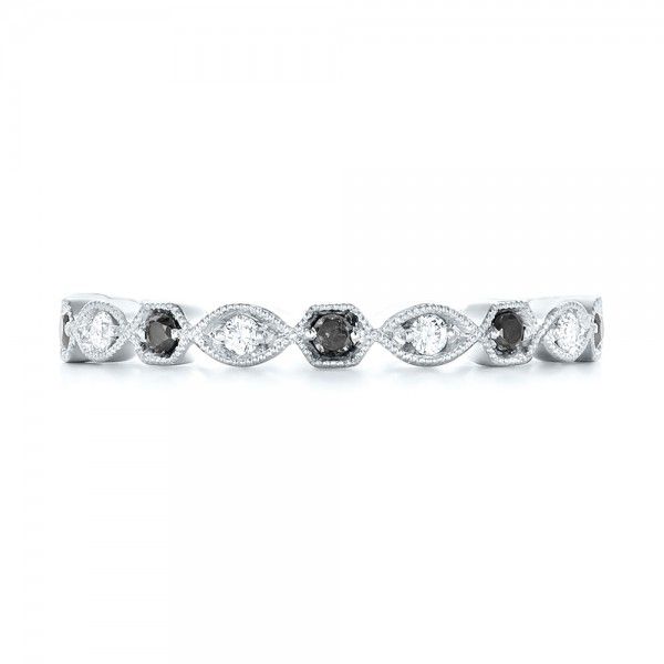 Platinum Custom Eternity Black And White Diamond Wedding Band - Top View - 102950