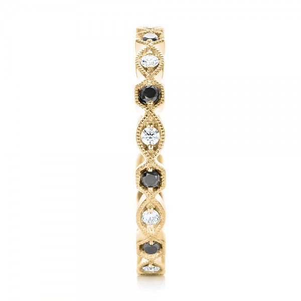 18k Yellow Gold 18k Yellow Gold Custom Eternity Black And White Diamond Wedding Band - Side View - 102950