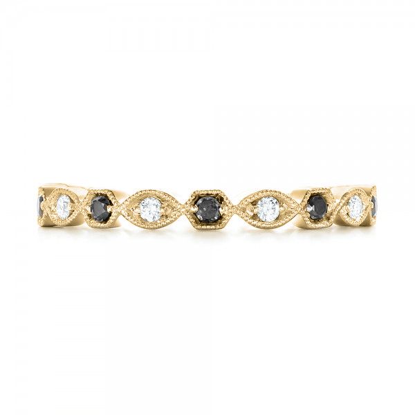 18k Yellow Gold 18k Yellow Gold Custom Eternity Black And White Diamond Wedding Band - Top View - 102950