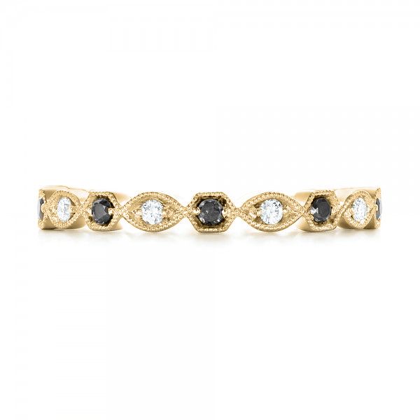 18k Yellow Gold 18k Yellow Gold Custom Eternity Black And White Diamond Wedding Band - Top View -  102950