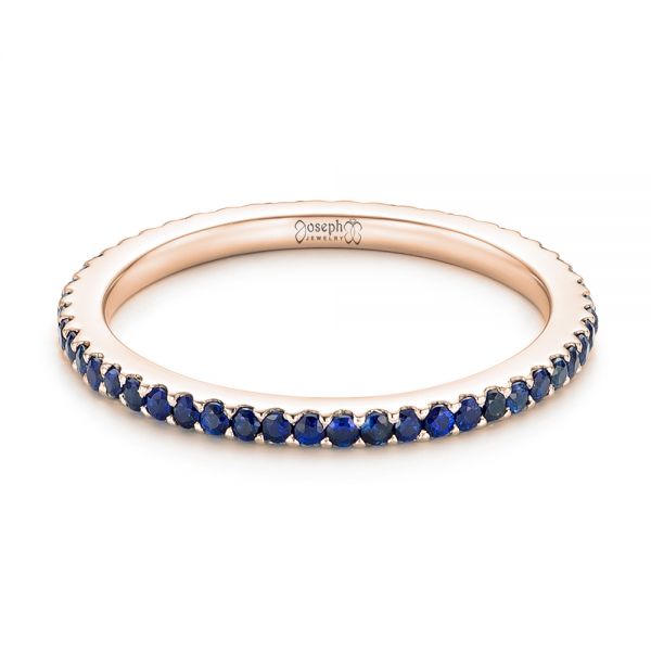 18k Rose Gold 18k Rose Gold Custom Eternity Blue Sapphire Anniversary Band - Flat View -  102698