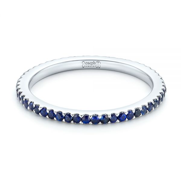 Platinum Custom Eternity Blue Sapphire Anniversary Band - Flat View - 102698