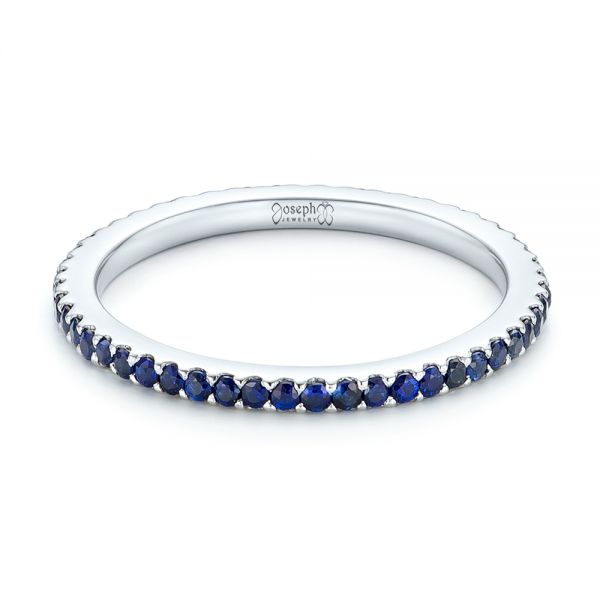  Platinum Custom Eternity Blue Sapphire Anniversary Band - Flat View -  102698