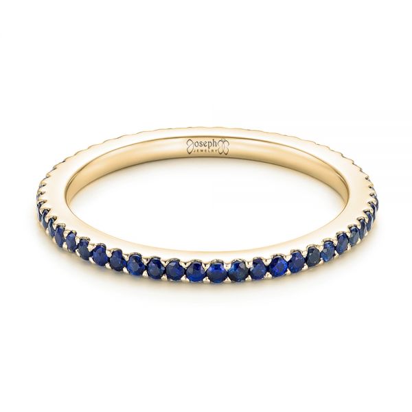 14k Yellow Gold 14k Yellow Gold Custom Eternity Blue Sapphire Anniversary Band - Flat View -  102698