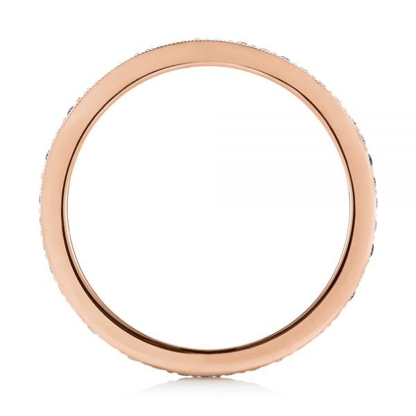 14k Rose Gold 14k Rose Gold Custom Eternity Blue Sapphire And Diamond Wedding Band - Front View - 103504