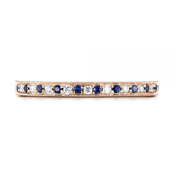 18k Rose Gold 18k Rose Gold Custom Eternity Blue Sapphire And Diamond Wedding Band - Top View -  103504