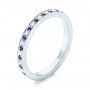 18k White Gold 18k White Gold Custom Eternity Blue Sapphire And Diamond Wedding Band - Three-Quarter View -  103504 - Thumbnail