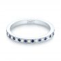 14k White Gold Custom Eternity Blue Sapphire And Diamond Wedding Band - Flat View -  103504 - Thumbnail