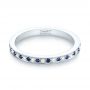 18k White Gold 18k White Gold Custom Eternity Blue Sapphire And Diamond Wedding Band - Flat View -  103504 - Thumbnail